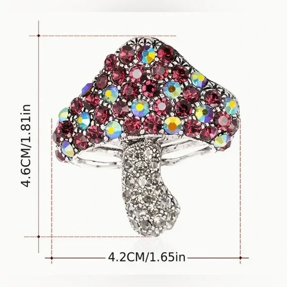 Mushroom Brooch Wine Colored Aurora Borealis Gorgeous Modern New - Picture 3 of 5